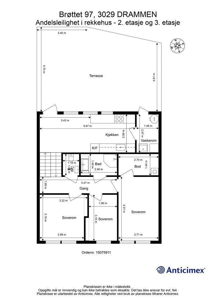 Plantegning 2. etasje og 3. etasje
