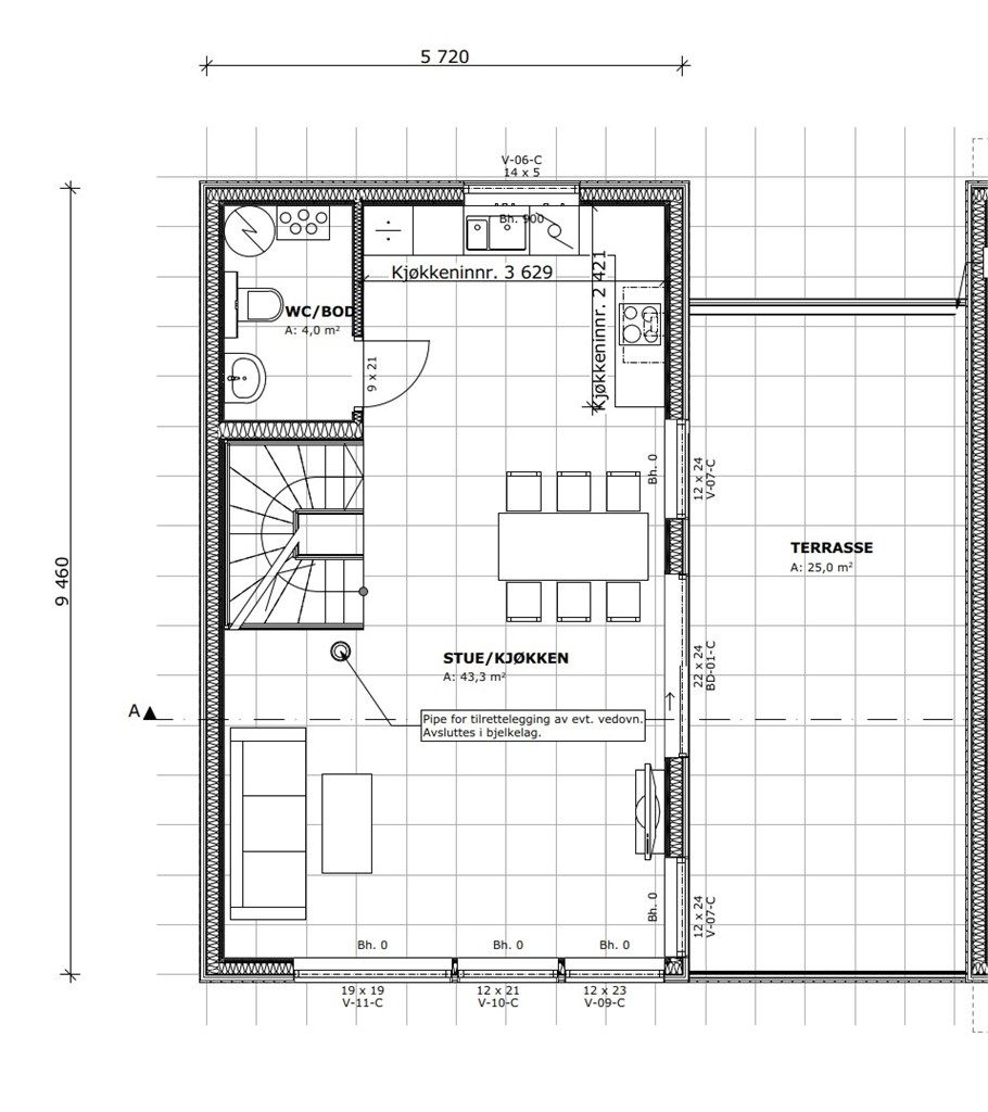 Planskisse av boligene, 2. etg
