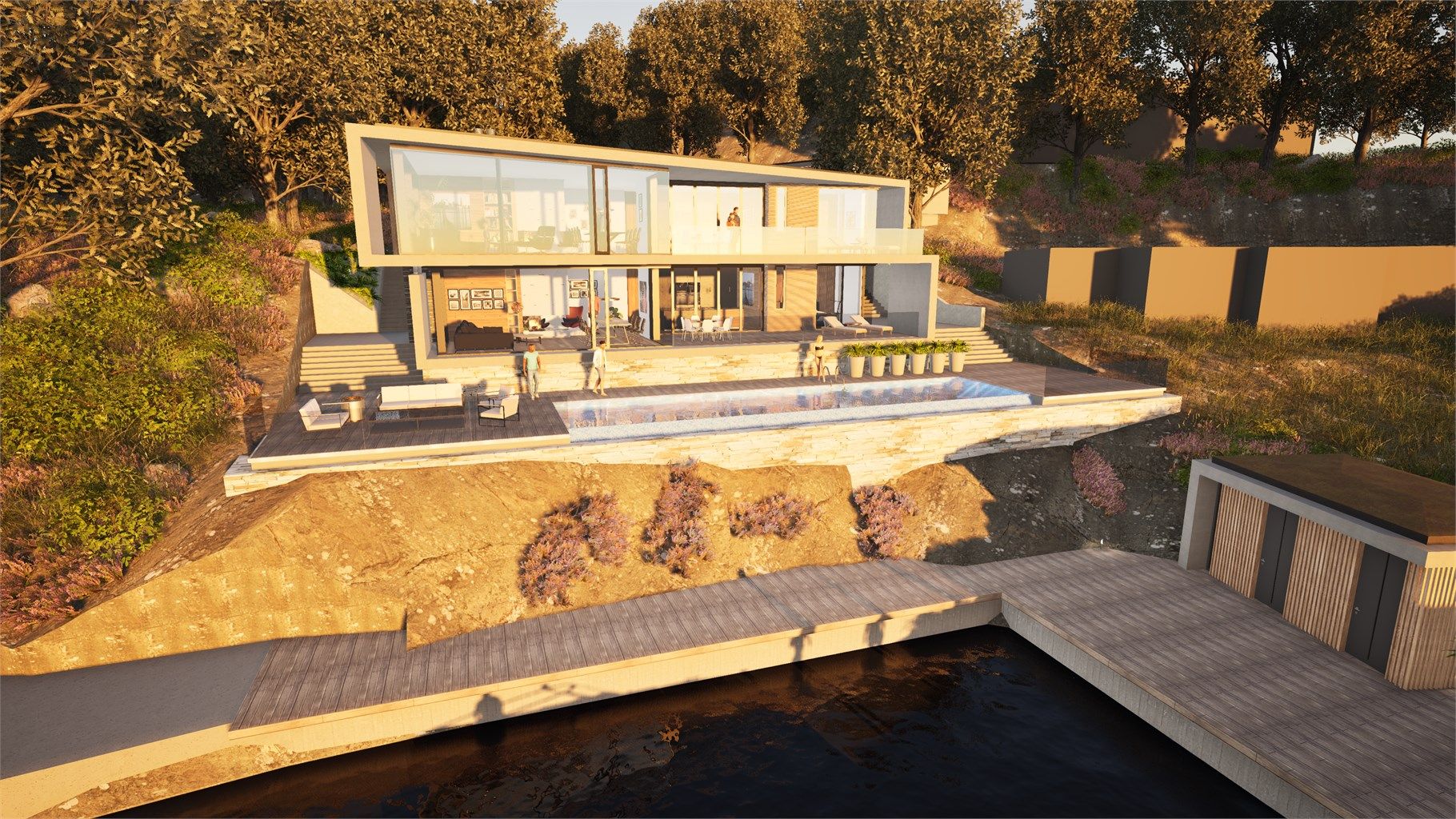 Solrik og lun beliggenhet med flott utsikt.