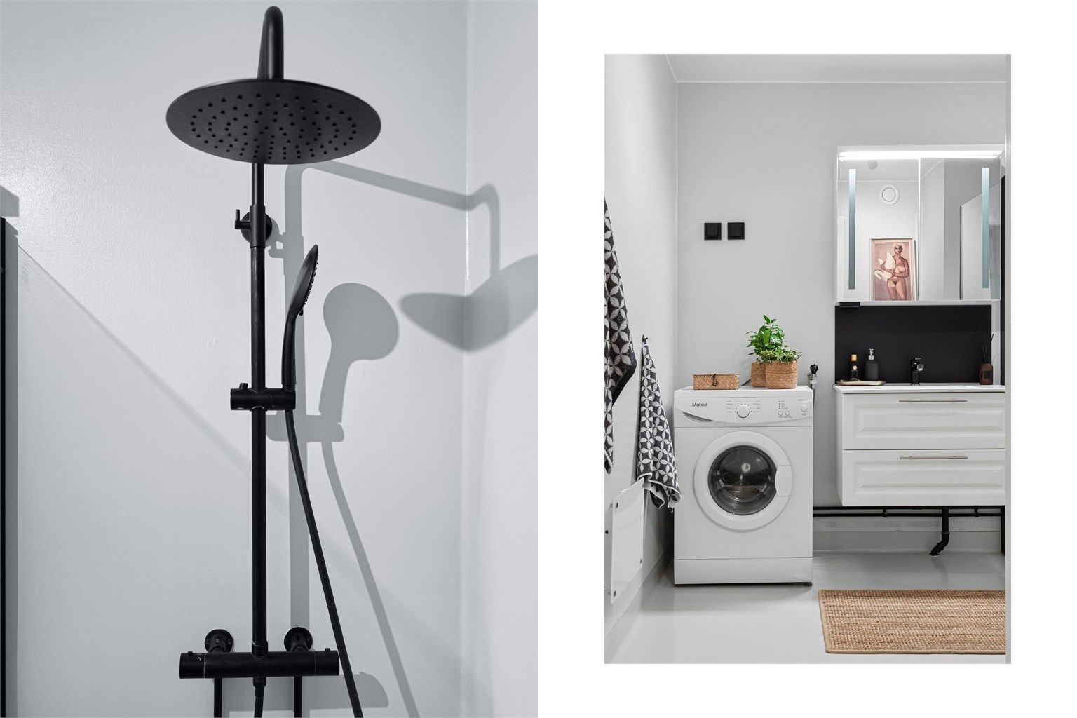 Det er opplegg for vaskemaskin, og rommet har mekanisk avtrekk. Gulvet ble malt av selgerne i 2022.