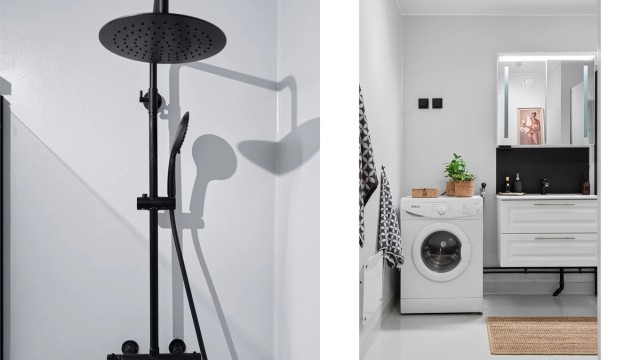 Det er opplegg for vaskemaskin, og rommet har mekanisk avtrekk. Gulvet ble malt av selgerne i 2022.