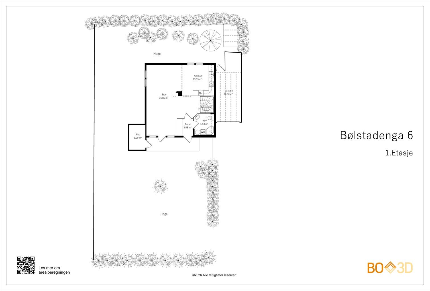 Plantegning - 1. etasje med uteområde 
