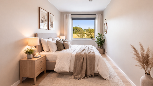 Bildet er redigert med Ai for illustrere hvordan rommet kan se ut innredet. Avvik kan forekomme.