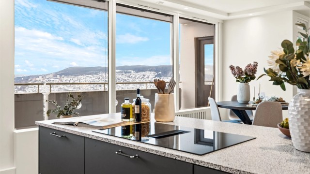 Platetoppen har en nedfelt ventilator, en elegant og effektiv løsning som bevarer den åpne romfølelsen.