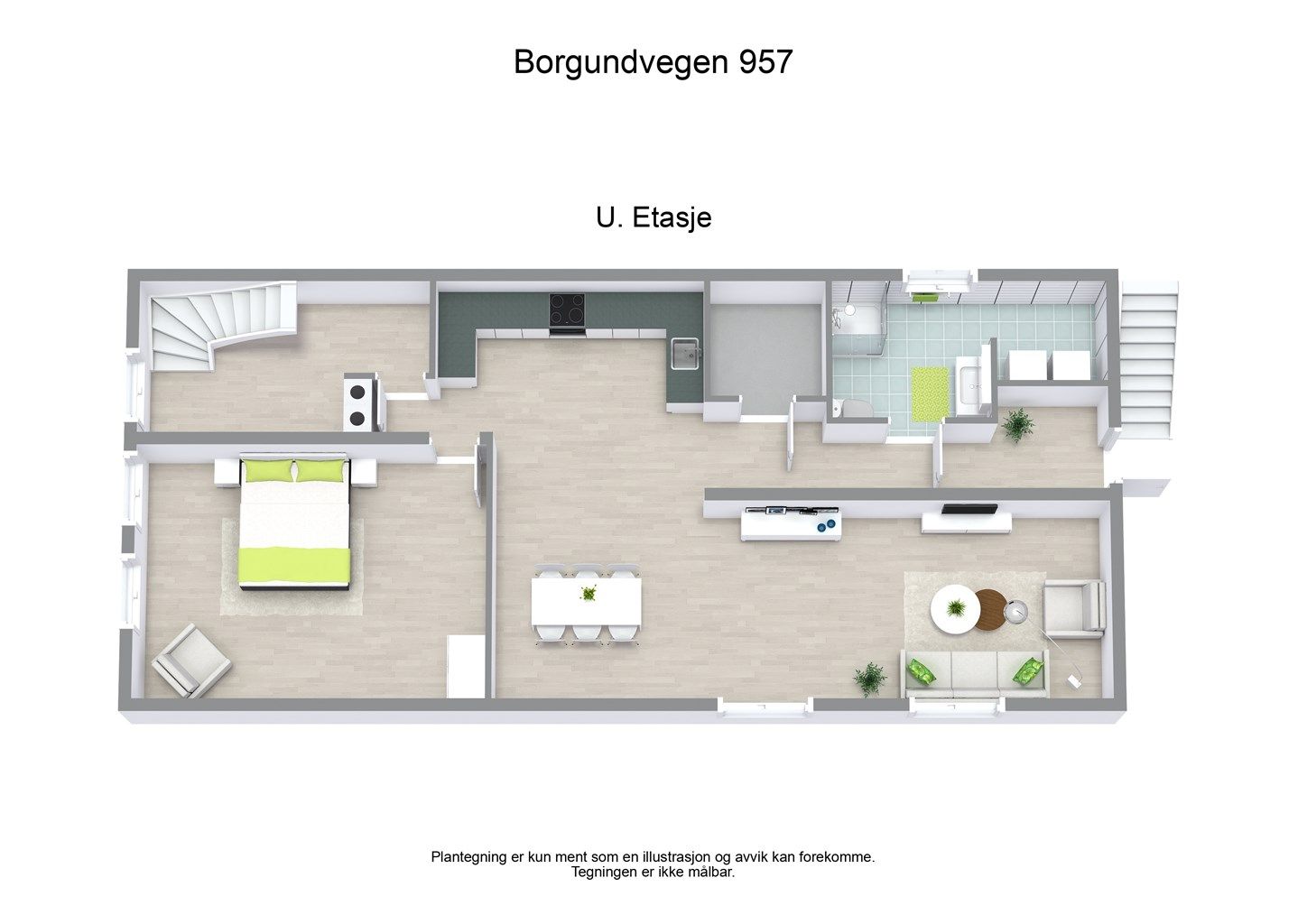 3D planløsning underetasje