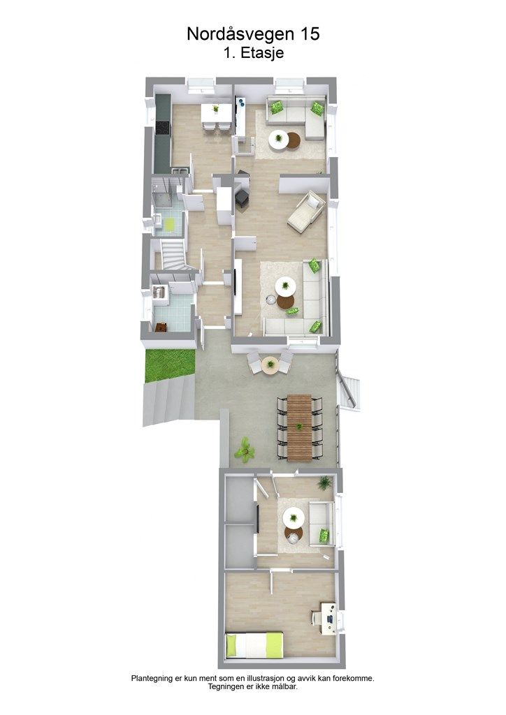 3 D plantegning 1. etasje