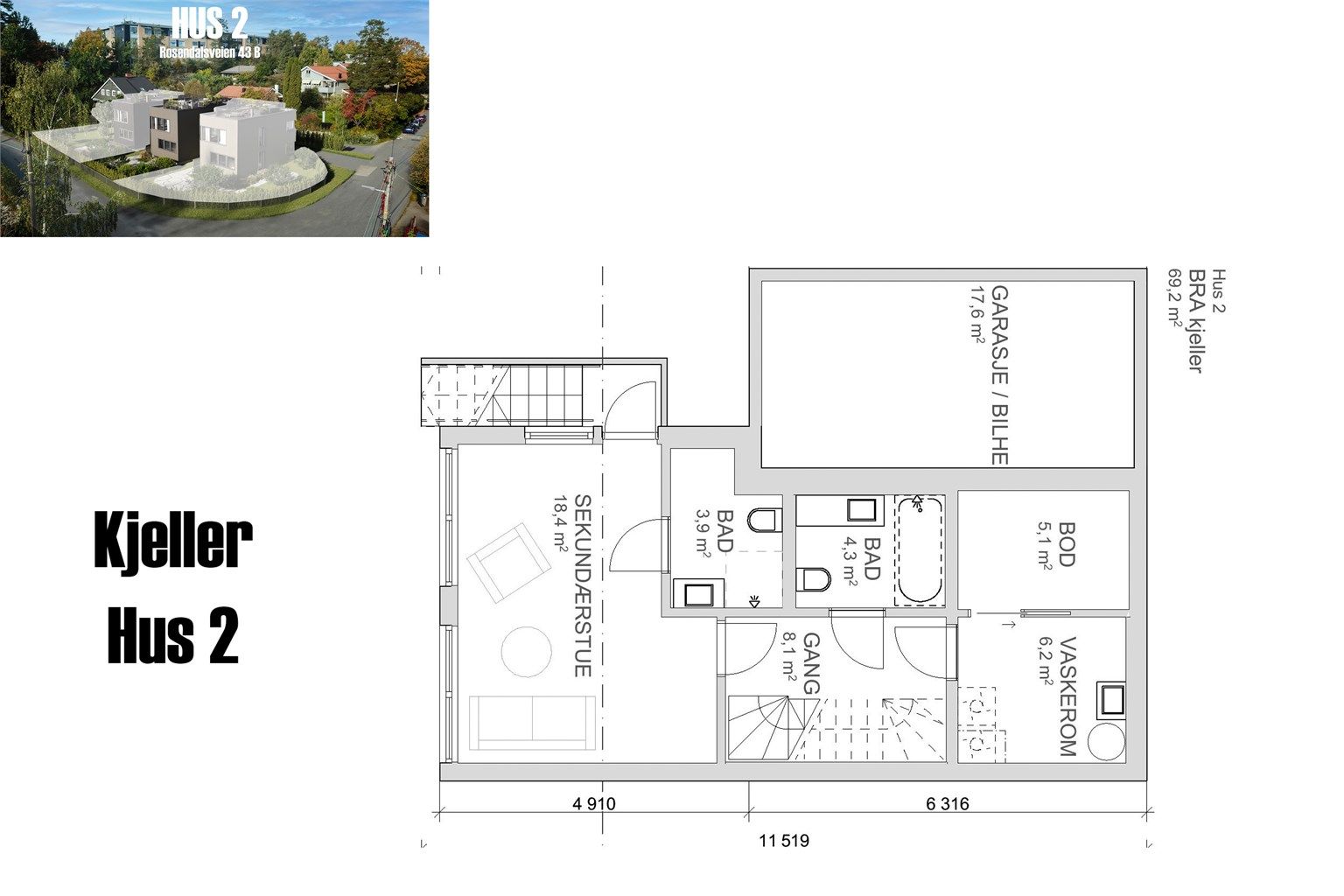 Plantegning kjeller.