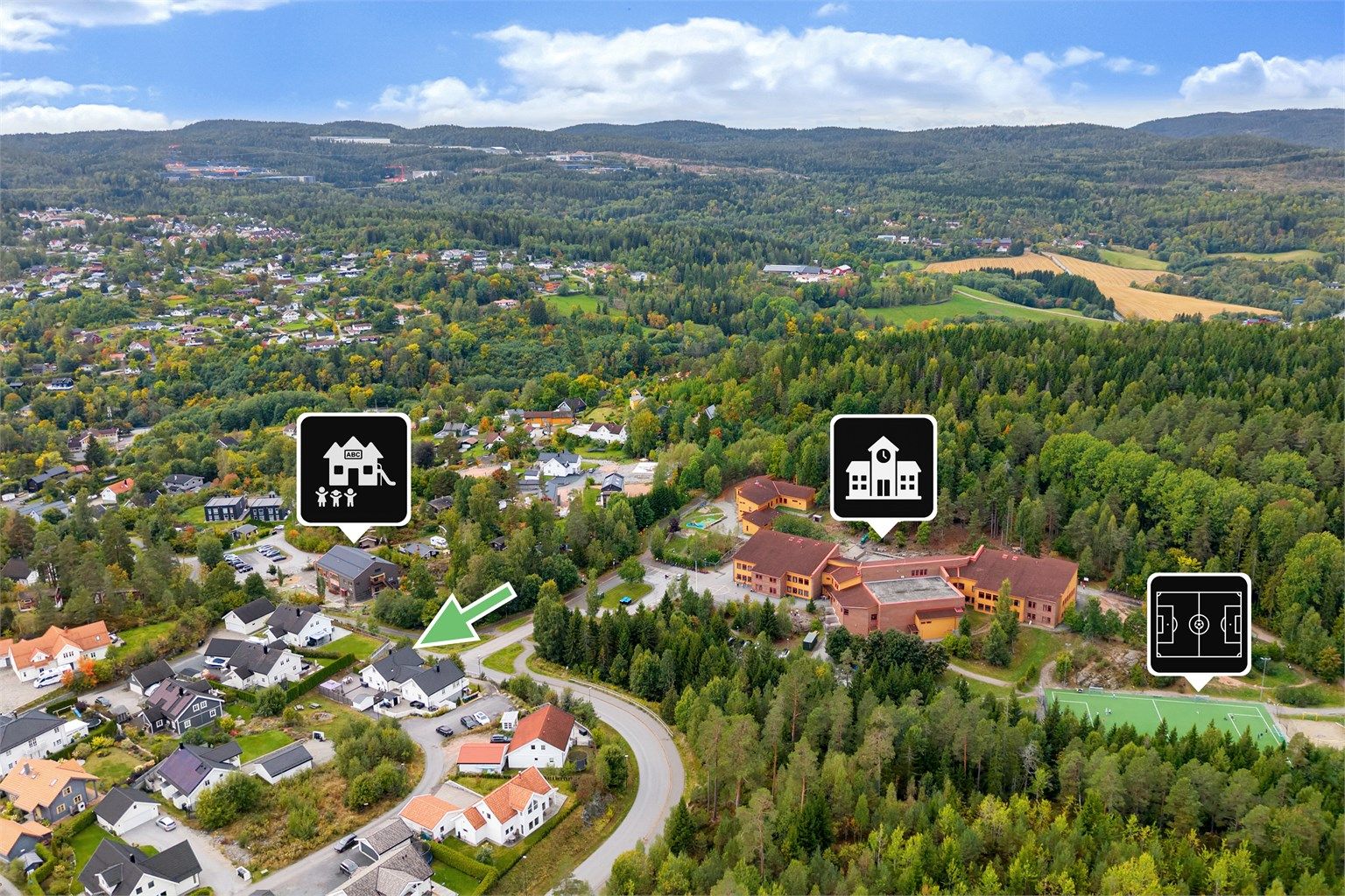 Kort vei til barnehage og barneskole