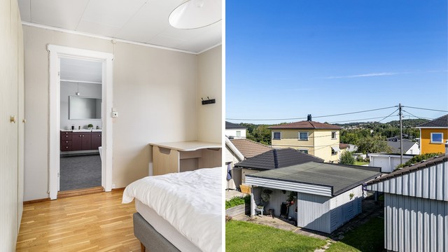 Badet er tilgjengelig rett fra hovedsoverommet og fra gangen mellom barnerommene.