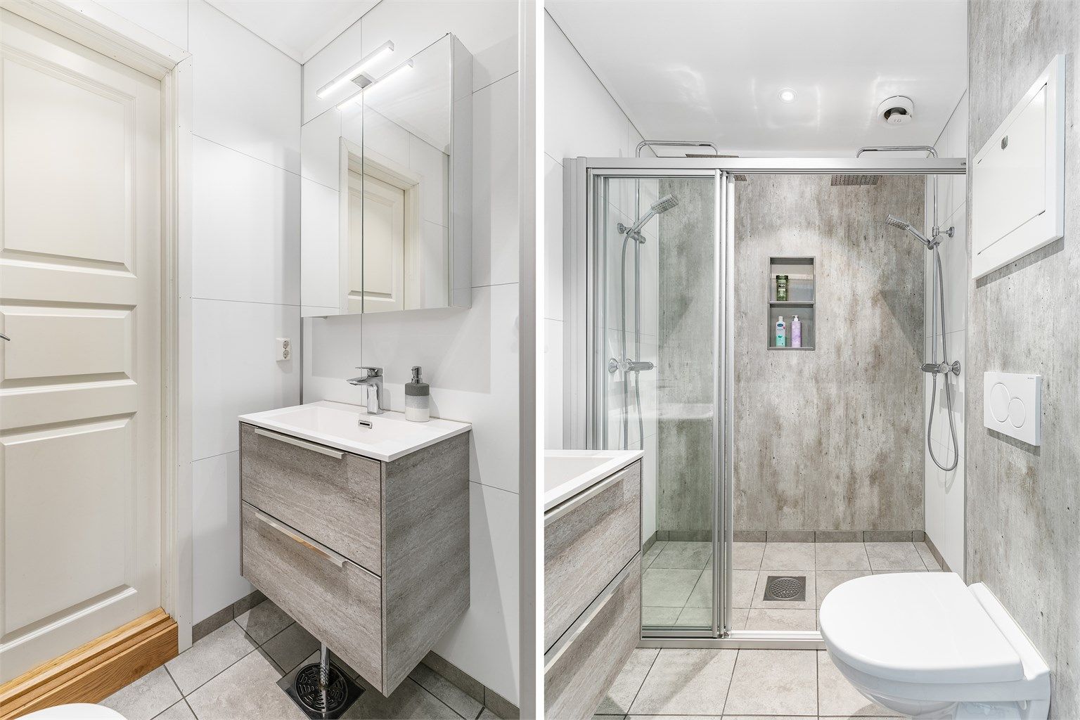 Badet ble i 2019 bygget opp på nytt med moderne standard og en stor nisje med duplisert dusj.
