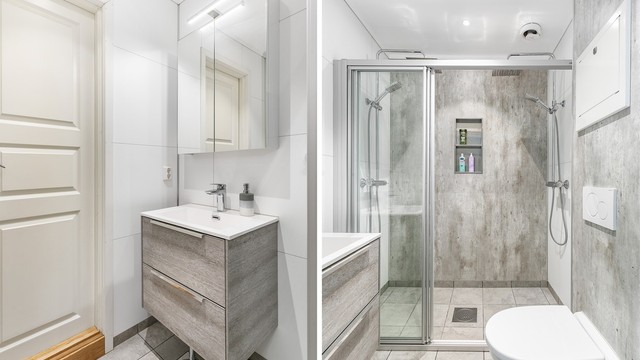 Badet ble i 2019 bygget opp på nytt med moderne standard og en stor nisje med duplisert dusj.