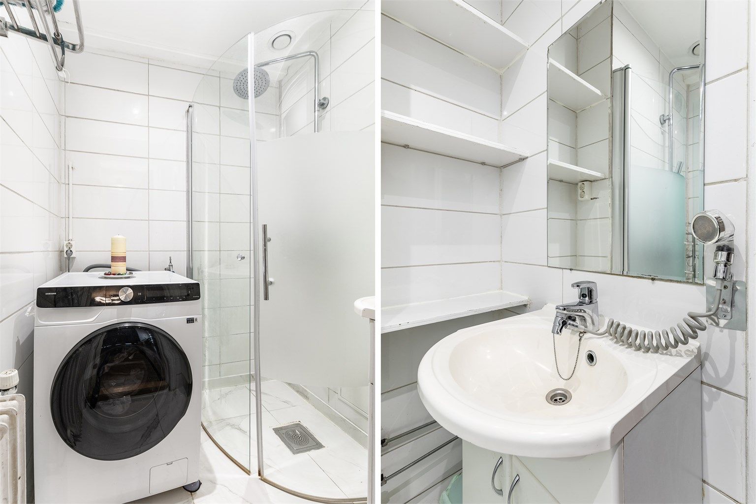 I senere år er dusjhjørne installert og fliser lagt på badets gulv og vegger. Arbeidet bærer preg av ufagmessig utførelse.