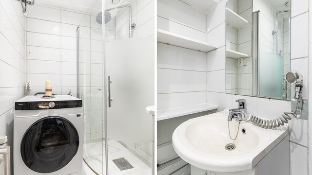 I senere år er dusjhjørne installert og fliser lagt på badets gulv og vegger. Arbeidet bærer preg av ufagmessig utførelse.