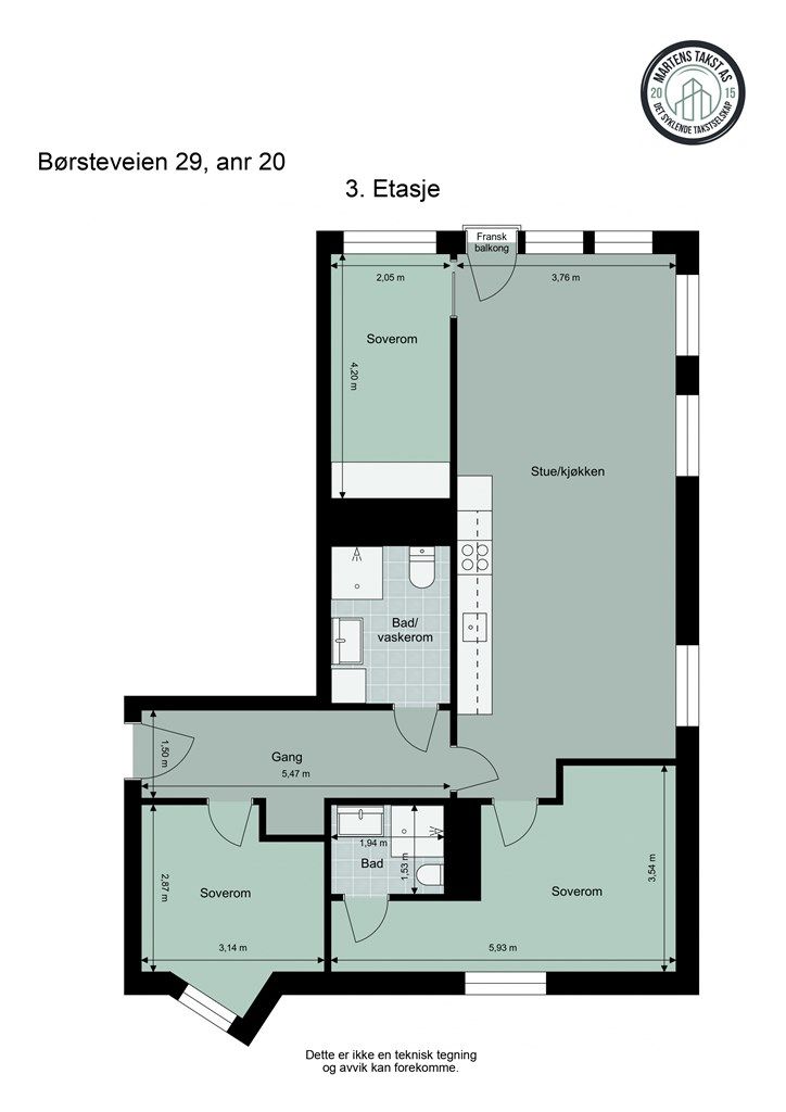 Målsatt plantegning