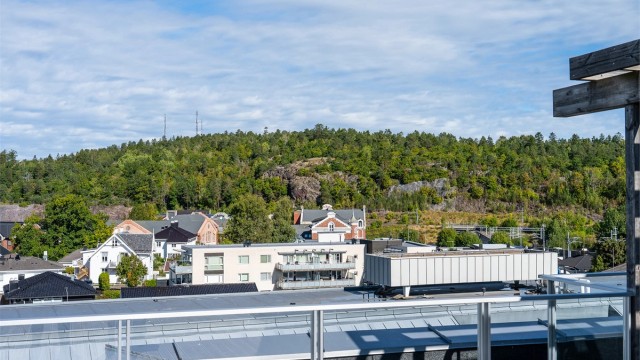 Flott utsyn mot de skogkledde høydene i Frodeåsen.