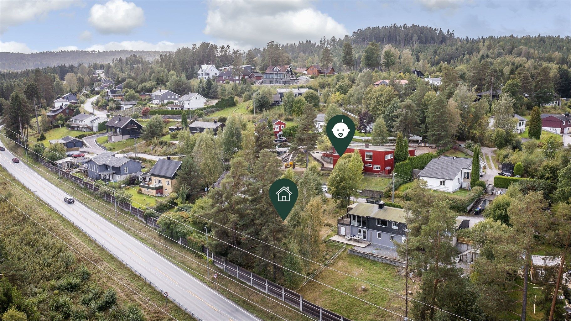 Maribakkane barnehage, avdeling Triangelen ligger rett ved tomten