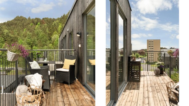 - Fra stuen er det tilkomst til den vestvendte balkongen -