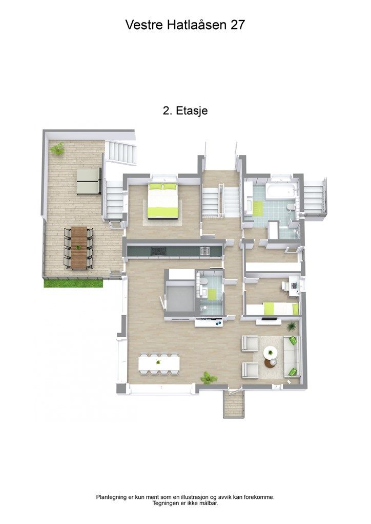 3 D plantegning hovedetasje