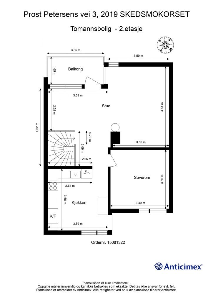 Målsatt plantegning 2.etasje
