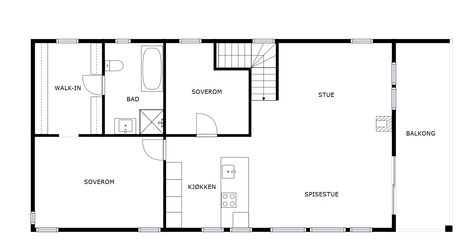 Veiledende skisse av andre etasje.