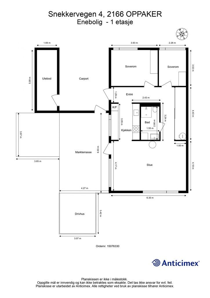 Plantegning - Enebolig.