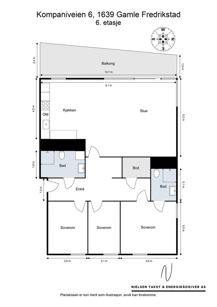 Leiligheten disponerer også bod tilknyttet biloppstillingsplass på fellesareal i garasjeanlegget.