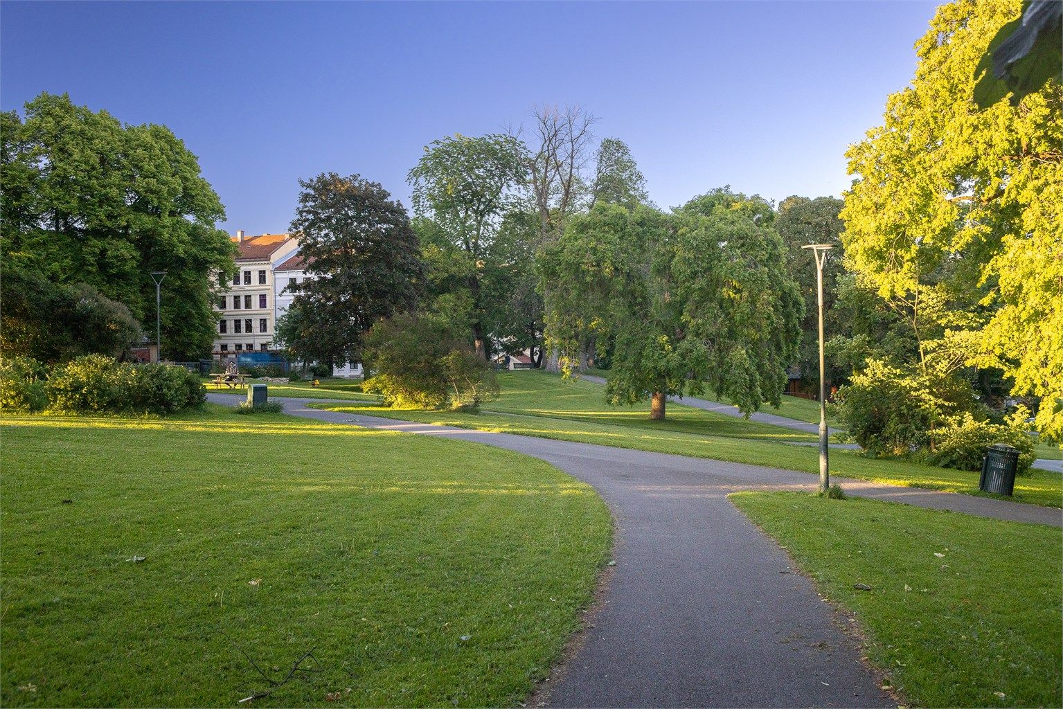 Området bugner av grønne park- og turområder. 
