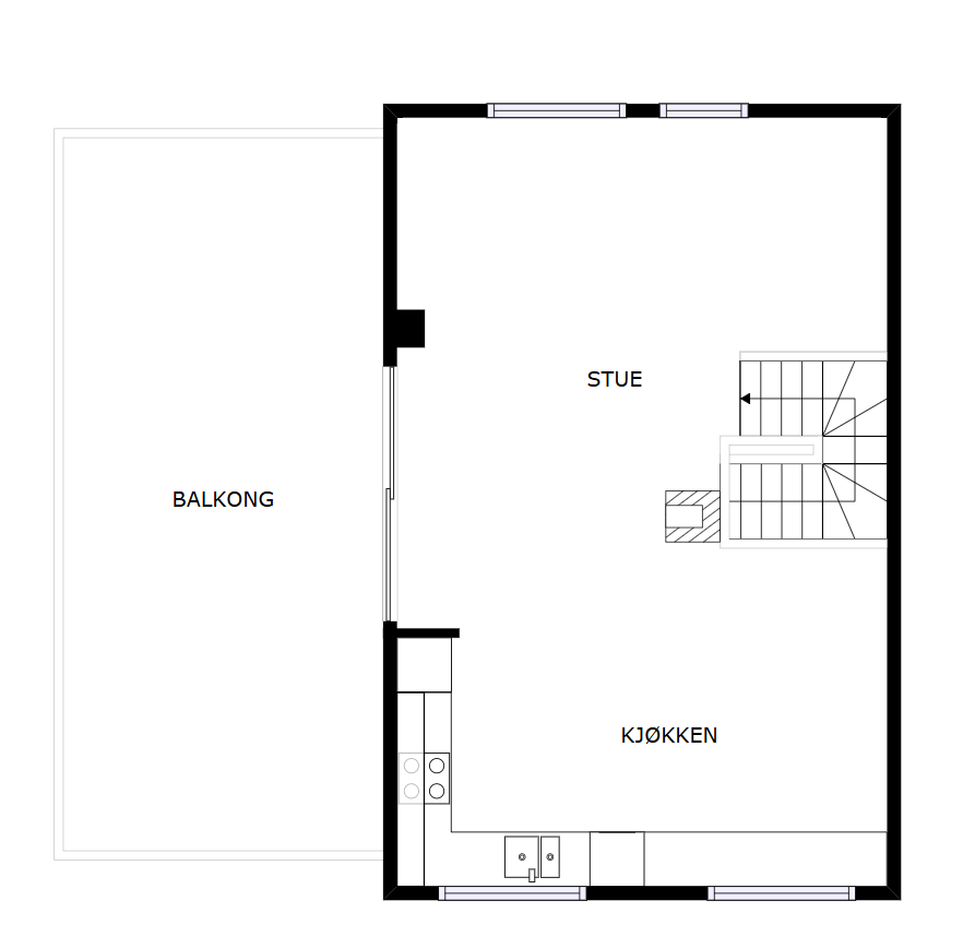 Veiledende skisse av andre etasje.