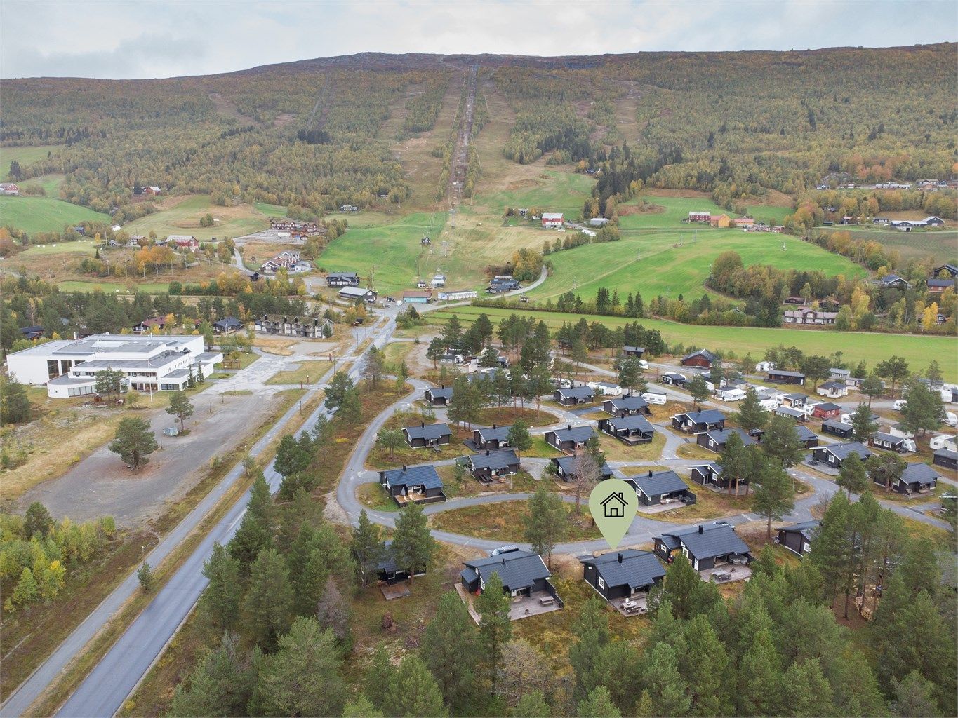 Dronebilde mot skitrekket