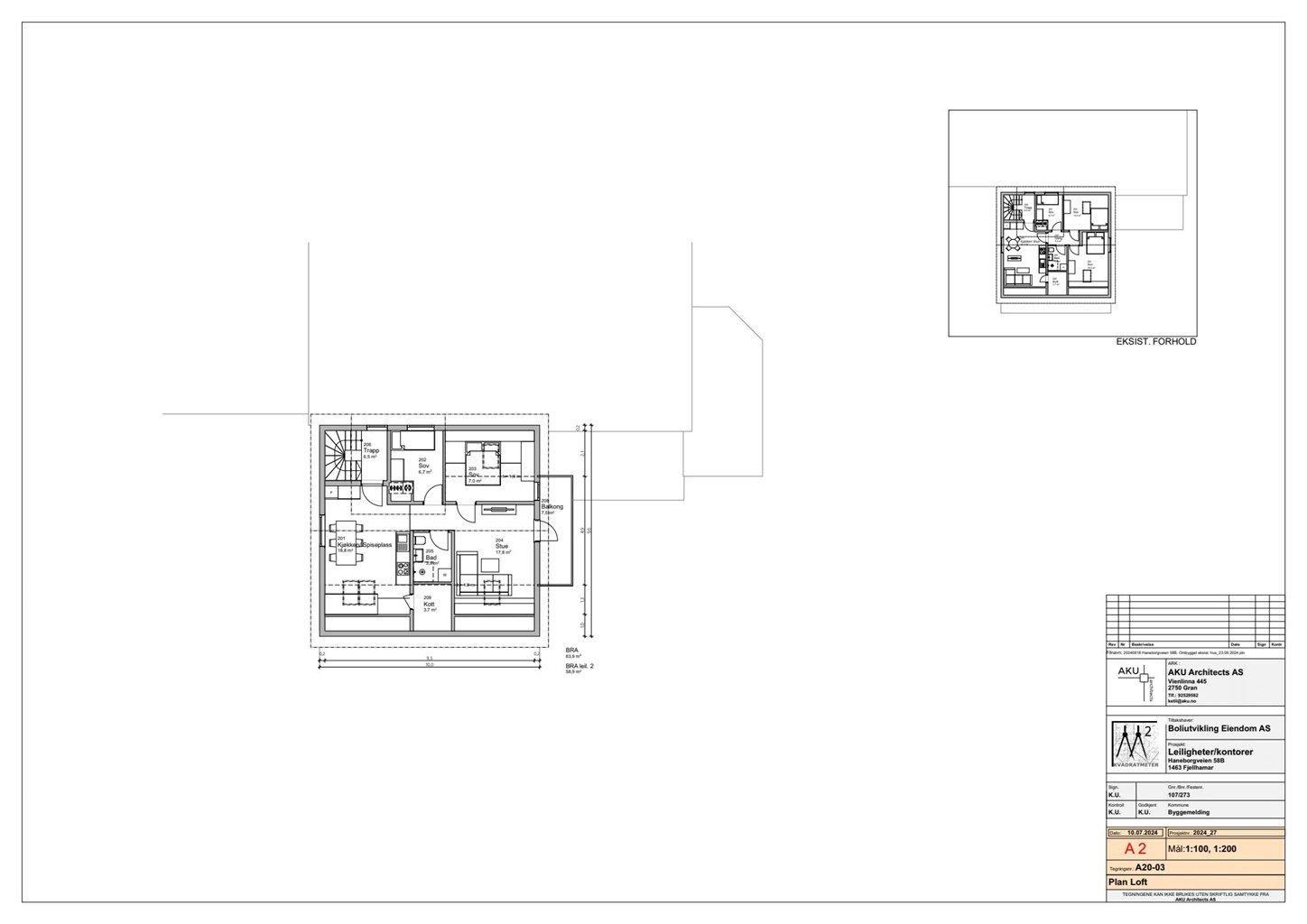 Plantegning 3. etasje.