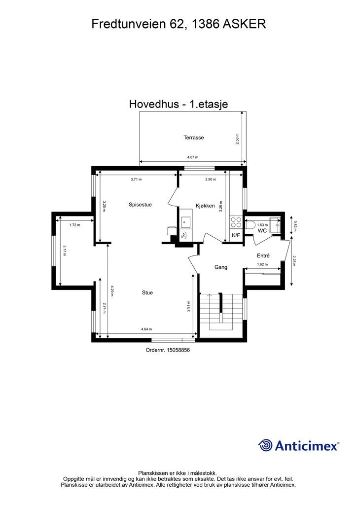 Plantegning 1. etasje hovedhus.