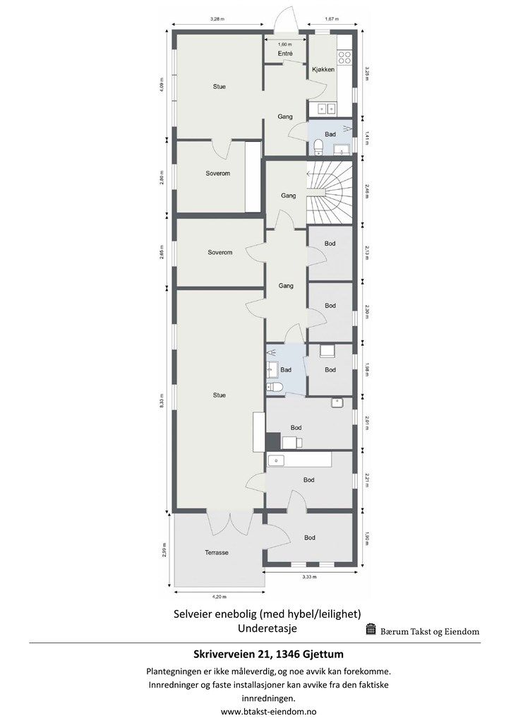 Plantegning underetasje.