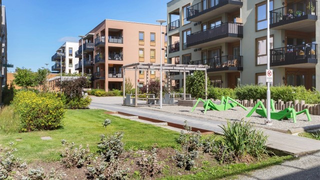 Hyggelige og sosiale uteområder for beboerne.