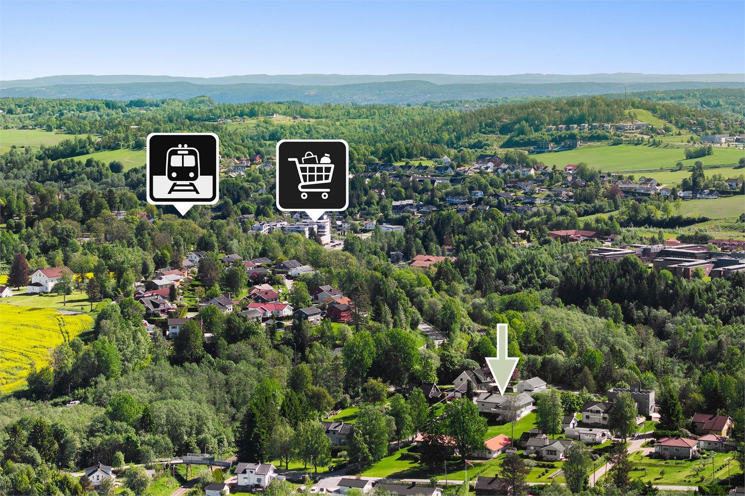 Kort vei til togstasjon og nærsenter 