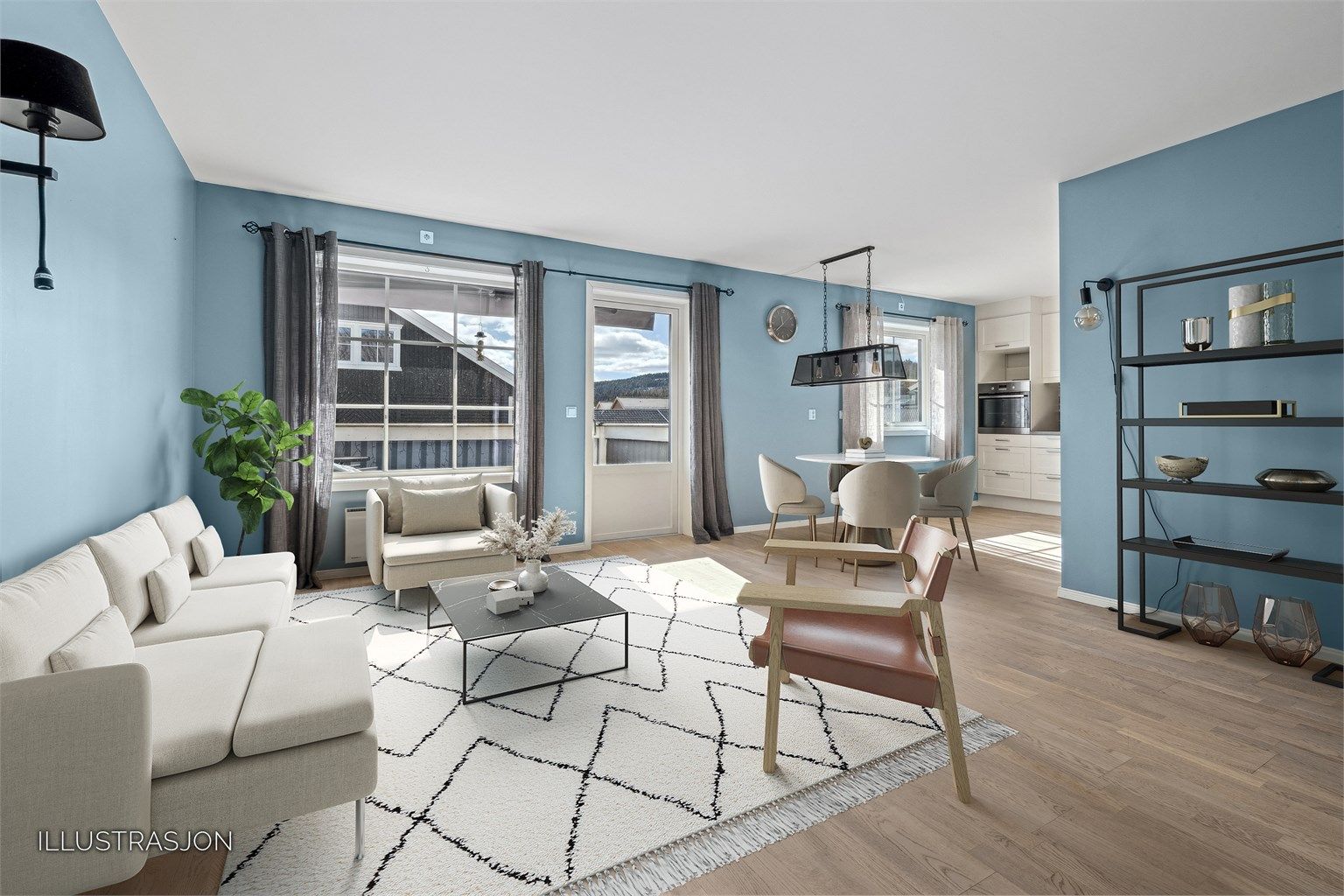 Krogsveen v/ Trude Stensby presenterer Feviksvingen 55F - En innbydende og flott 3-roms eierleilighet på barnevennlige Åsgreina (digitalt stylet foto)