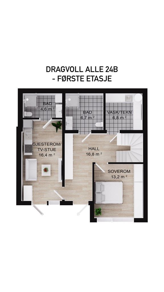 Planskisse første etasje - Dragvoll alle 24B