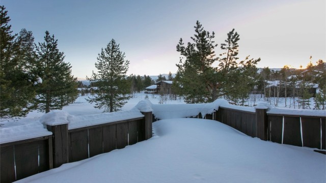 Flott utsikt fra hytten mot terreng