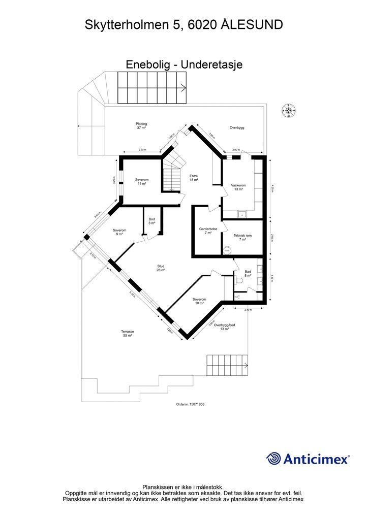 Plantegning av 1etg. (Omtalt i tilstandsrapport som u.etg.)