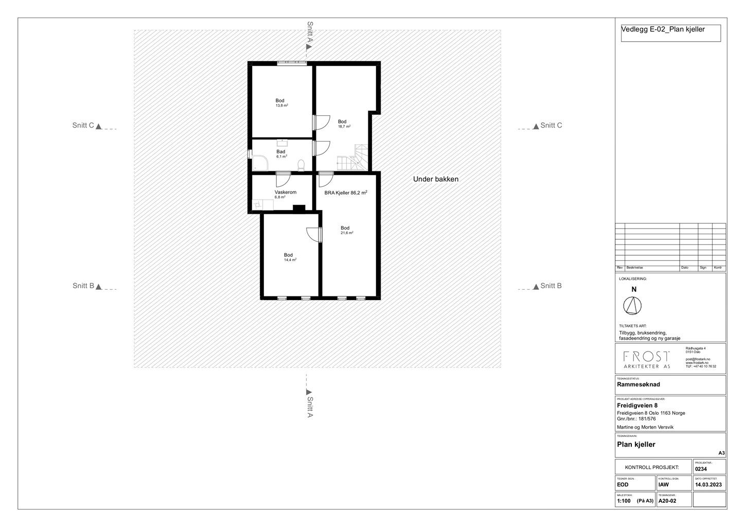 Alternativ plantegning - Dersom den godkjente rammesøknaden gjennomføres er dette hvordan kjeller vil fremstå 