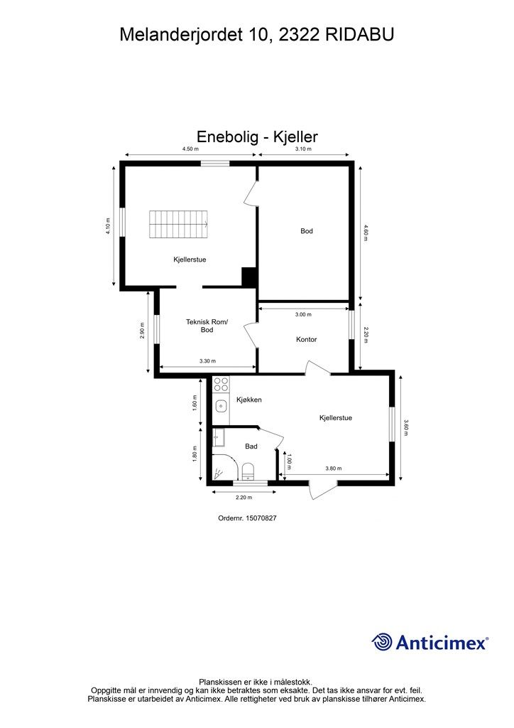 Plantegning underetasje - kontor og kjellerstue er ikke godkjent til varig opphold 