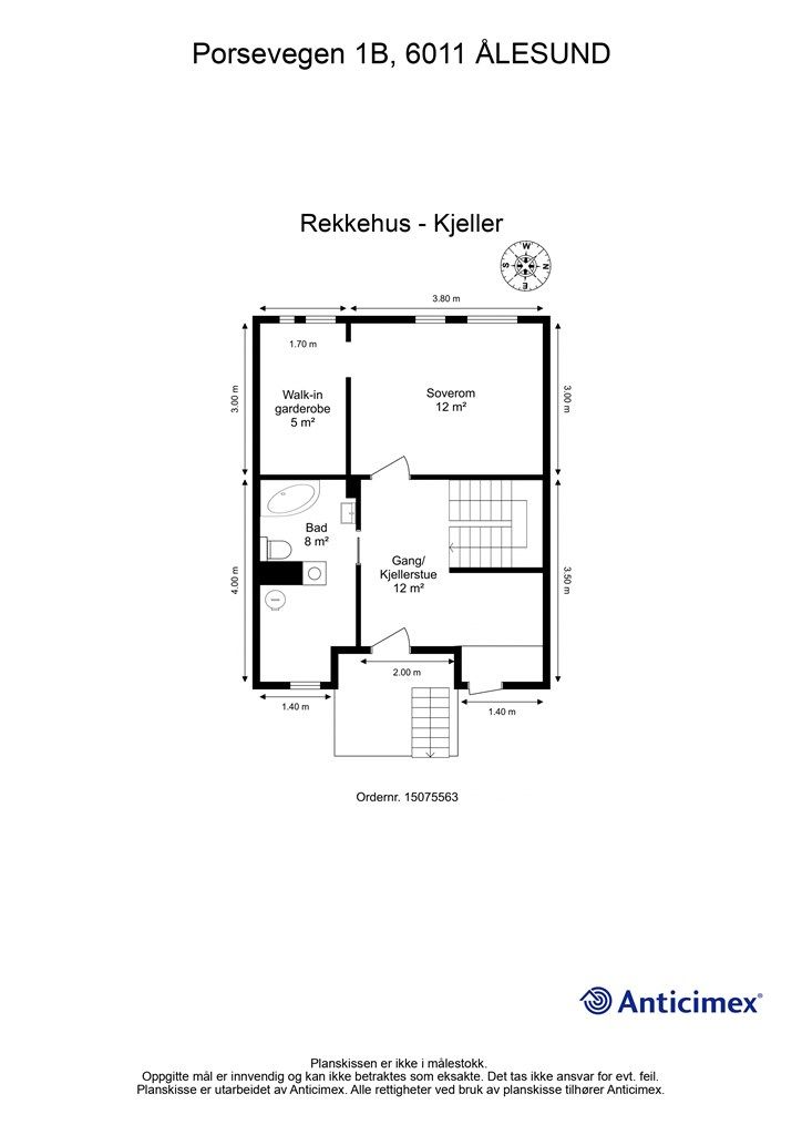 Målsatt plantegning underetasje