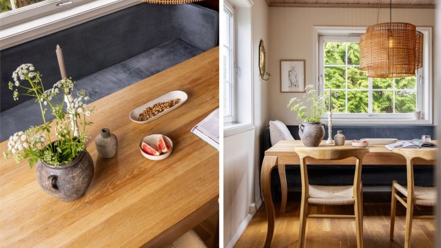 En kombinasjon av materialer og detaljer skaper en helhetlig stil i hele boligen.