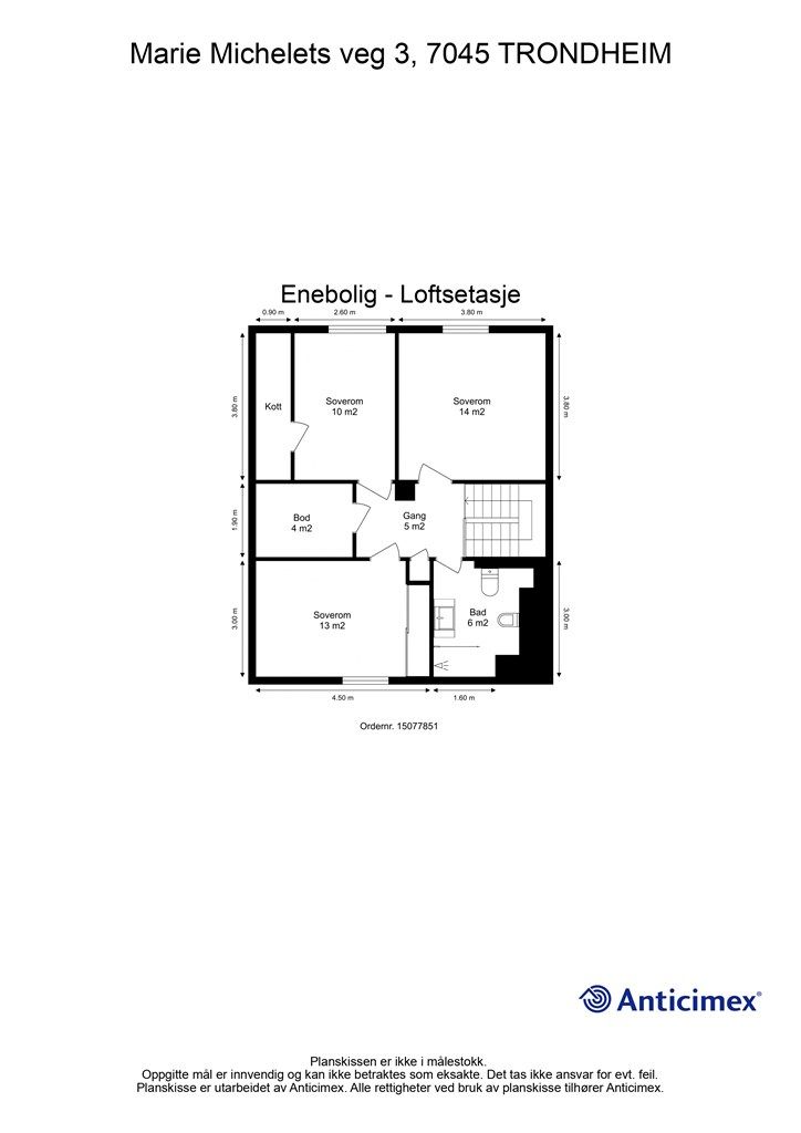 Planskisse loftsetasje. 