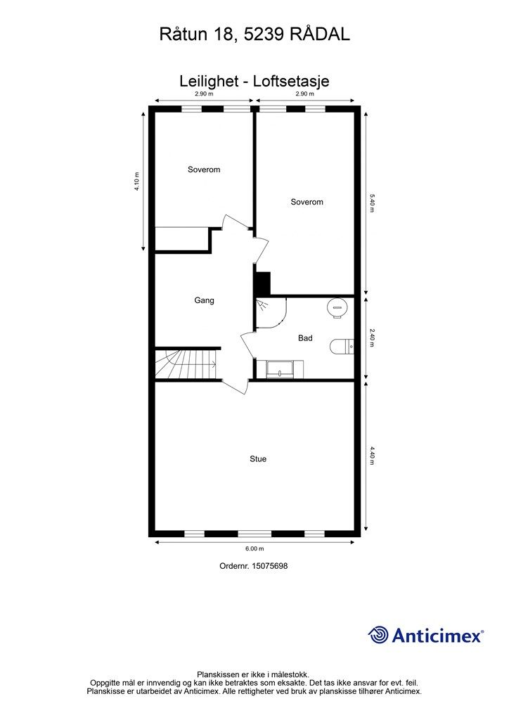 Plantegning Loftsetasje.