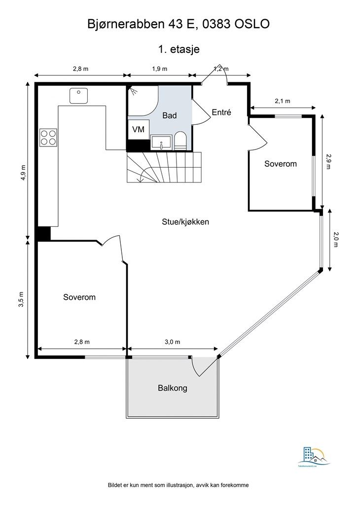 Plantegning for 1. etasje