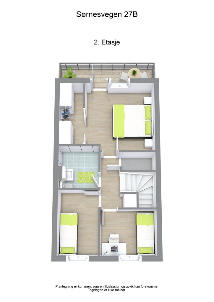 3D plantegning 2. etasje