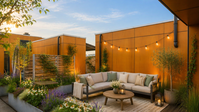 Leiligheten har en privat del av takterrassen der du kan lage en fantastisk oase. (Bildet er AI generert).