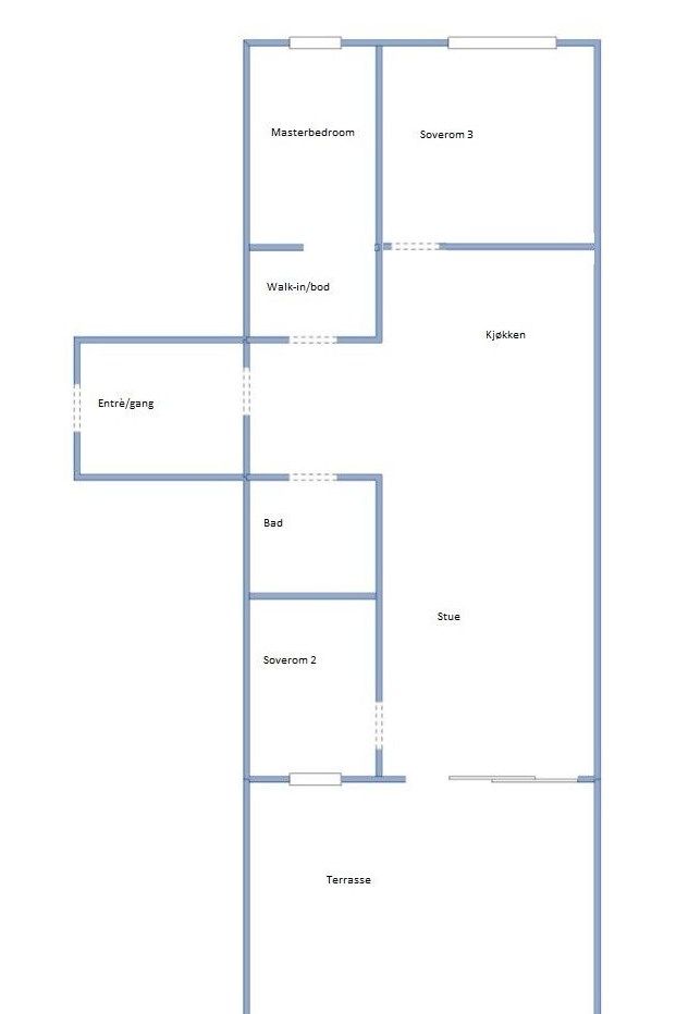 Alternativ plantegning med 3 soverom