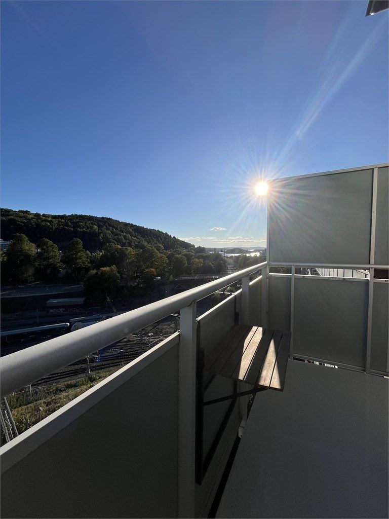 Pen panoramautsikt mot bl.a Ekeberg og del av fjorden og helt usjenert   