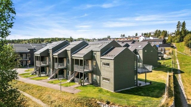 Leiligheten ligger i et rolig og etablert boligområde på Neskollen, omgitt av grønne fellesarealer og med fine tur- og aktivitetsmuligheter rett utenfor døren.